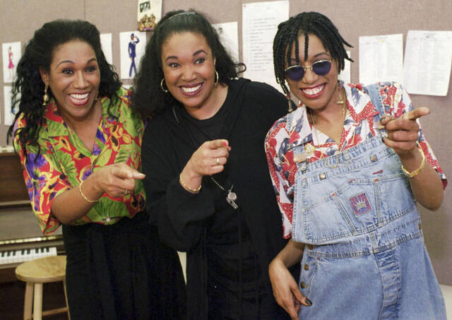 <p>FThe Pointer Sisters pose for a group portrait at a New York rehearsal studio where they were preparing in 1995, to go on the road with the touring company of the Broadway show “Ain’t Misbehavin’.” From left are Ruth, Anita and June.</p>
<p>AP photo</p>