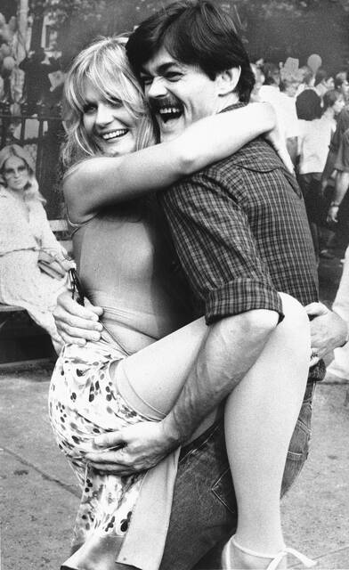 129844292_web1_AP685565733403
Actress Valerie Perrine and Randy Jones of the disco group the Village People clown around during a break in the filming of the movie Cant Stop The Music in New Yorks Greenwich Village, Aug. 20, 1979. Ms. Perrine and the Village People are among the stars of the film.
AP file photo
