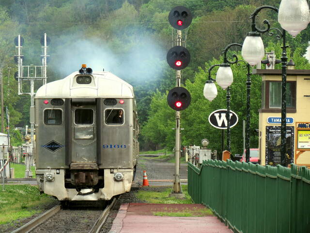 129926906_web1_RDC522_02
A Reading & Northern excursion train is seen passing Tamaqua Station last year. Tamaqua Railfest will be held rain or shine from 10 a.m. to 5 p.m. on Saturday in the heart of the borough in Schuykill County, including vendors, exhibits and, yes, a train ride.
Roger DuPuis | Times Leader