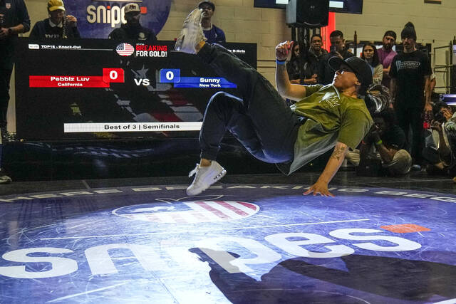 130005982_web1_130005982-78f8ded195e64b069ae88ffd6d4e7709
Sunny Choi, B-Girl Sunny, competes in a semifinal during the a Breaking for Gold Big Apple breakdancing regional competition Saturday, April 22, 2023, in the Brooklyn borough of New York. Choi won the competition. The hip-hop dance form makes its official debut at the Paris Games in 2024.
AP photo