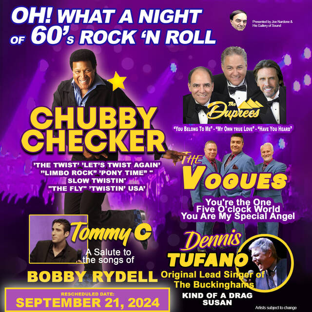 A Night of s Rock n' Roll with Chubby Checker reschedules and