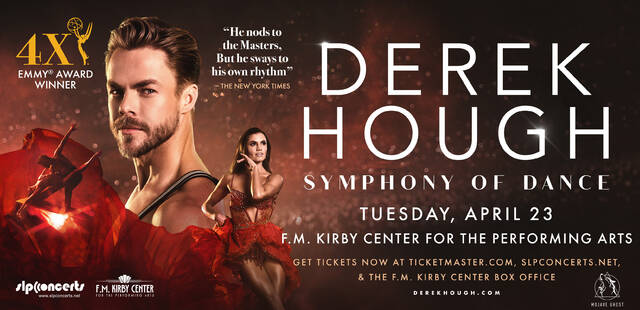 Dancing with the Stars judge, and pro-dancer Derek Hough will bring his ‘Symphony of Dance’ tour to the F.M. Kirby Center on Tuesday, April 23rd at 8:00 p.m.