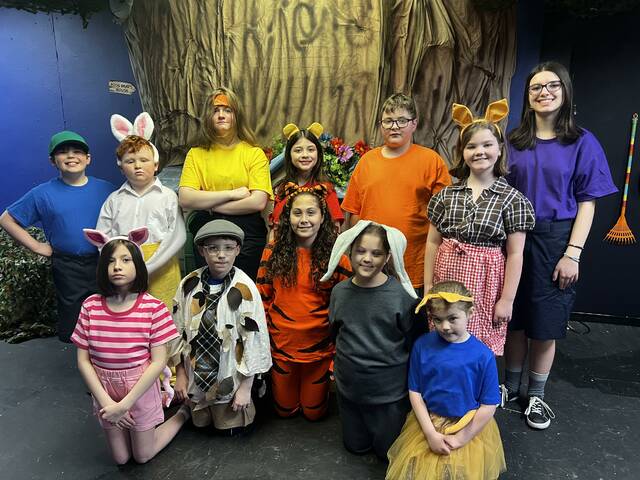 130543338_web1_POOH4
The cast of Winnie the Pooh Kids is ready to have you visit the Hundred Acre Wood.
Actors include: First row, from left Arya Stefanski, Joey McGuire, Hannah Kazimi, Norah Kazimi, and Raeah Jones. Second row, from left Barrett Jones, Lucas Harrison, Ireland Scott, Violet Stefanski, Lennon Chmil-Allan, Brynn Bruner, and Raelinn Stefanski. Absent from photo: Finley Culkin.
<em>Photo Credit — Submitted</em>