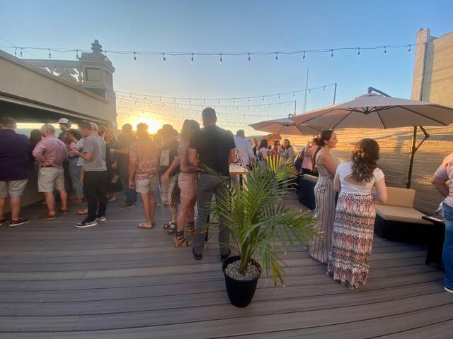130678632_web1_Roof-at-Oppenheim--3- New pop-up bar, The Roof at Oppenheim opens on the rooftop of the historic Oppenheim Building in Downtown Scranton. Gabrielle Lang — The Times Leader