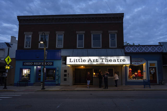 130740967_web1_130740967-c4c696289d4b4a438463666b22909f8c
The Littel Art Theatre is seen after the 7 p.m. showing of Raising Arizona in May in Yellow Springs, Ohio. When the Little Art Theatre set out to land a $100,000 grant to fund a stylish new marquee, the cozy arthouse theater had some talented help. Oscar-winning documentarian Steve Bognar lives in Yellow Springs, the bohemian Ohio town where the theaters a downtown fixture.
AP photo