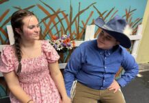 
			
				                                Ado Annie is “just a girl who cain’t say no,” but will she say yes to Will Parker? Sammie Stella plays Ado Annie and Chase Richmond plays Will Parker in Act Out Theatre Group’s production of Oklahoma!
                                 Photo Credit — Submitted by Act Out Theatre Group

			
		