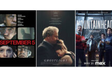 
			
				                                This combination of images shows promotional art for ‘September 5’, from left, ‘Ghostlight’, and ‘Mountainhead.’
                                 Prime Video/Kanopy/HBO Max via AP

			
		