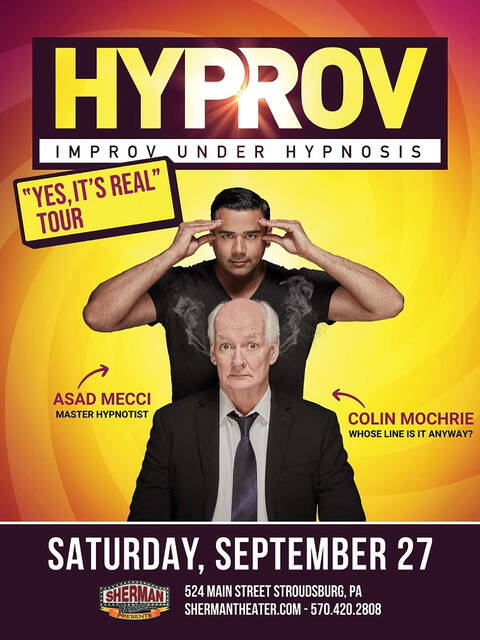 131577216_web1_Hyprov
HYPROV: Improv Under Hypnosis is coming to the Sherman Theater at 8 p.m. Sept. 27.
Courtesy of the Sherman Theater