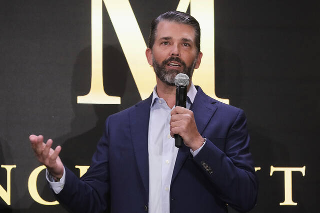 131585841_web1_131585841-4a1abe1ebb3a405696fa6d840c618d2d
Donald Trump Jr. participates in the announcement of Trump Mobile, in New Yorks Trump Tower, on Monday.
AP Photo