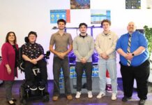 
			
				                                Shown from left are Wyoming Valley West Head Principal, Tara Carey; Noah Sienkiewicz; Jake Yelen; Seth Kranson; Mack Weisgable; Assistant Principal, Joseph Jarski.
                                 Submitted Photo

			
		