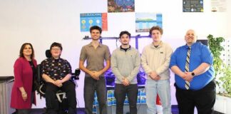 
			
				                                Shown from left are Wyoming Valley West Head Principal, Tara Carey; Noah Sienkiewicz; Jake Yelen; Seth Kranson; Mack Weisgable; Assistant Principal, Joseph Jarski.
                                 Submitted Photo

			
		