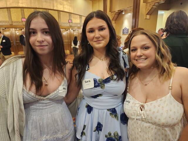 <p>Mo Doherty, 16, from Wyoming Seminary; Sara Golden, 17, from Wyoming Area, and Carly Dushanko, 17, from Crestwood said one of the benefits of working together as members of the ‘Spark Squad’ team was that they became friends.</p>
<p>Mary Therese Biebel | Times Leader</p>