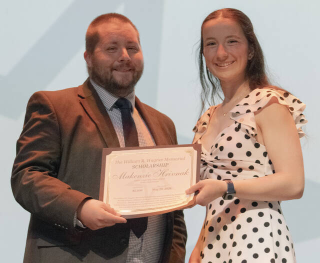 <p>Jason Wagner, Wilkes University professor and a graduate of Leadership Northeast, presented the inaugural William Wagner Memorial Scholarship Award to Mackenzie Hrivnak from the Dallas School District. The award is named in honor of Wagner’s late father, who taught in the Dallas School District, and is designated for students who plan to major in education in college.</p>
<p>Amber Jones | For Times Leader</p>